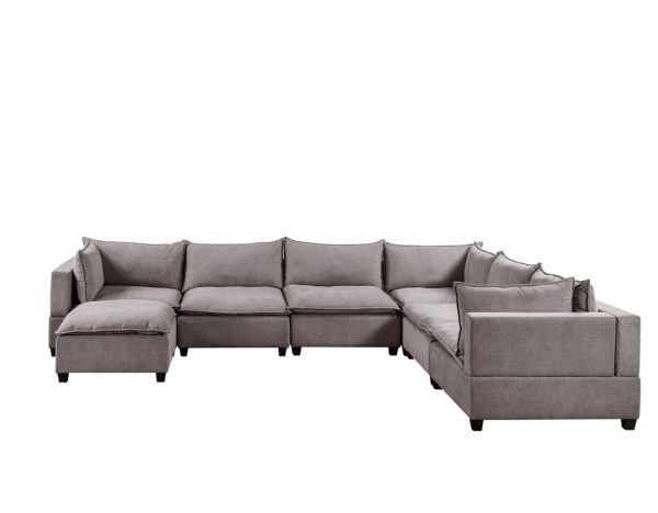 Madison 158"W Light Gray Fabric 7 Piece Modular Sectional Sofa Chaise - Image 8
