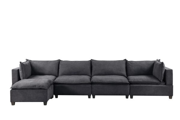 Madison 157"W Dark Gray Fabric 5 Piece Modular Sectional Sofa Chaise - Image 4