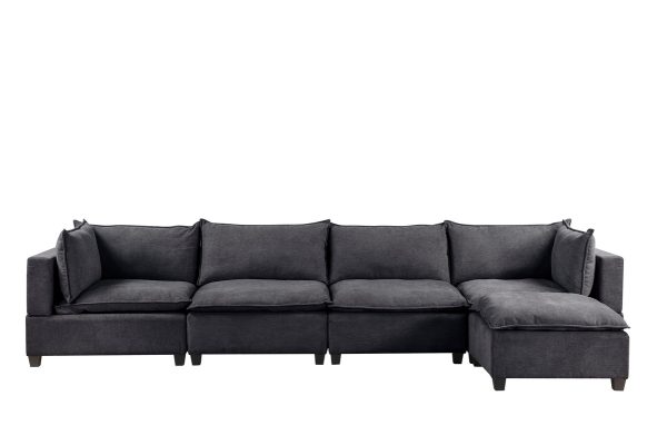 Madison 157"W Dark Gray Fabric 5 Piece Modular Sectional Sofa Chaise - Image 3