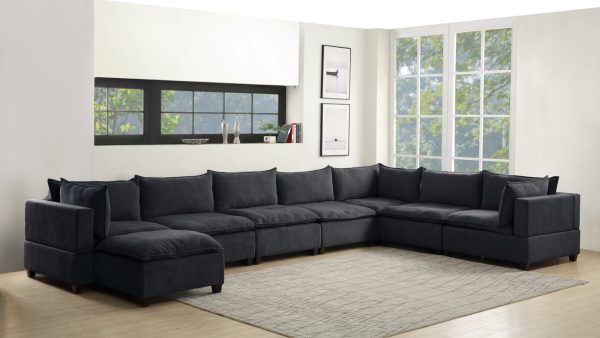 Madison 194"W Dark Gray Fabric 8 Piece Modular Sectional Sofa Chaise - Image 4