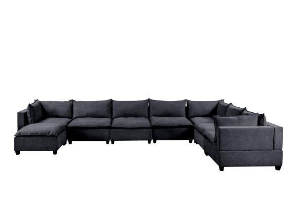 Madison 194"W Dark Gray Fabric 8 Piece Modular Sectional Sofa Chaise - Image 3