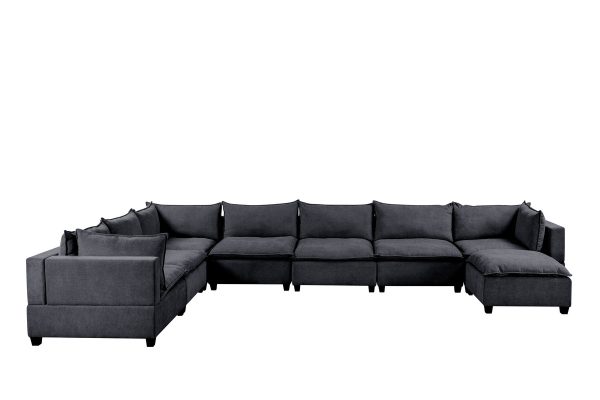 Madison 194"W Dark Gray Fabric 8 Piece Modular Sectional Sofa Chaise - Image 2