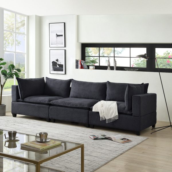 Madison 120.5"W Dark Gray Fabric Sofa Couch