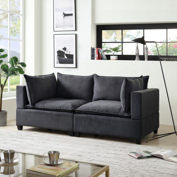 Madison 83.5"W Dark Gray Fabric Loveseat