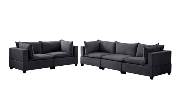 Madison Dark Gray Fabric Sofa Loveseat Living Room Set - Image 5