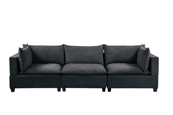 Madison Dark Gray Fabric Sofa Loveseat Living Room Set - Image 3