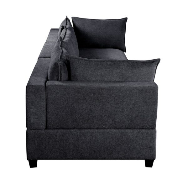 Madison Dark Gray Fabric Sofa Loveseat Living Room Set - Image 8
