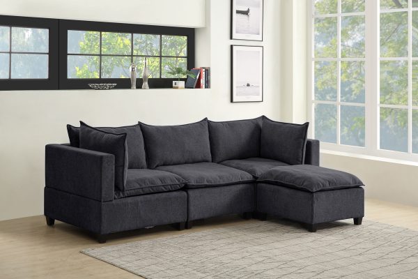 Madison 120.5"W Dark Gray Fabric Reversible Sectional Sofa Ottoman - Image 4
