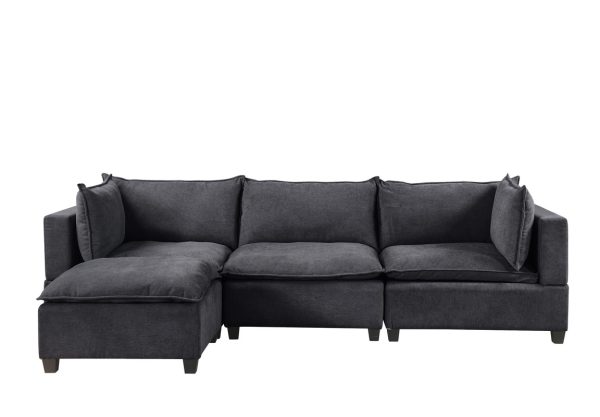 Madison 120.5"W Dark Gray Fabric Reversible Sectional Sofa Ottoman - Image 3
