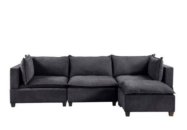 Madison 120.5"W Dark Gray Fabric Reversible Sectional Sofa Ottoman - Image 2
