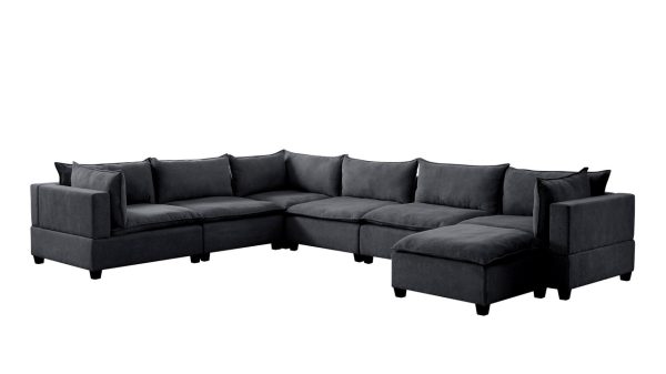 Madison 158"W Dark Gray Fabric 7 Piece Modular Sectional Sofa Chaise - Image 4