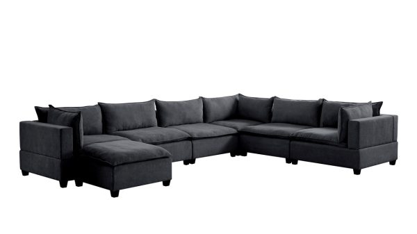 Madison 158"W Dark Gray Fabric 7 Piece Modular Sectional Sofa Chaise - Image 3