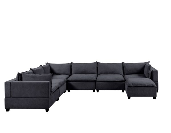 Madison 158"W Dark Gray Fabric 7 Piece Modular Sectional Sofa Chaise - Image 2