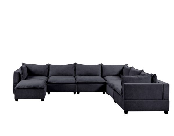 Madison 158"W Dark Gray Fabric 7 Piece Modular Sectional Sofa Chaise - Image 8
