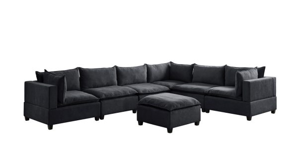 Madison 157"W Dark Gray Fabric 7 Piece Modular Sectional Sofa with Ottoman - Image 5