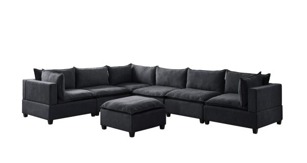 Madison 157"W Dark Gray Fabric 7 Piece Modular Sectional Sofa with Ottoman - Image 4