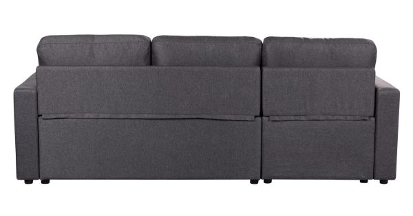 Paisley 82"W Dark Gray Linen Fabric Reversible Sleeper Sectional Sofa with Storage Chaise - Image 6