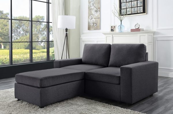Arroyo 68"W Loveseat with Ottoman in Dark Gray Linen