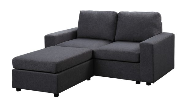 Arroyo 68"W Loveseat with Ottoman in Dark Gray Linen - Image 3