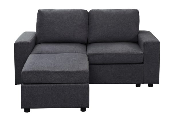 Arroyo 68"W Loveseat with Ottoman in Dark Gray Linen - Image 2