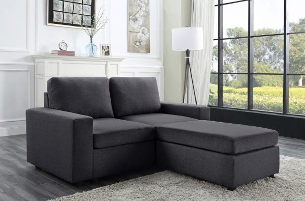 Arroyo 68"W Loveseat with Ottoman in Dark Gray Linen - Image 5