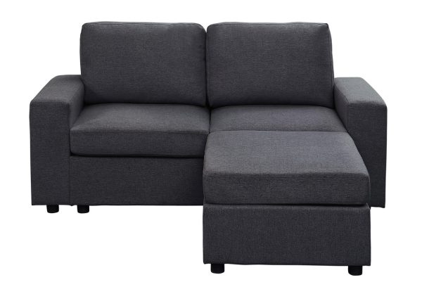 Arroyo 68"W Loveseat with Ottoman in Dark Gray Linen - Image 4