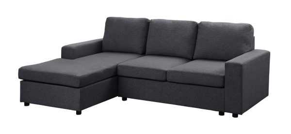 Newlyn 94.5"W Sofa with Reversible Chaise in Dark Gray Linen - Image 2