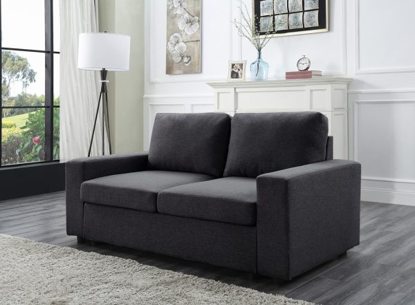 Brenton 68"W Loveseat in Dark Gray Linen