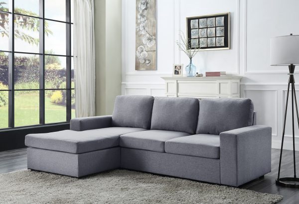 Newlyn 95"W Light Gray Linen Reversible Sectional Sofa Chaise