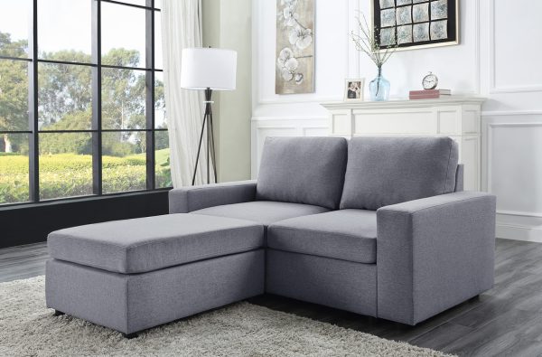 Arroyo 69"W Light Gray Linen Reversible Loveseat Chaise
