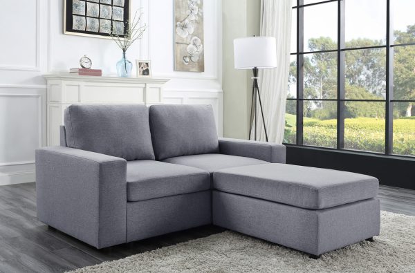 Arroyo 69"W Light Gray Linen Reversible Loveseat Chaise - Image 4