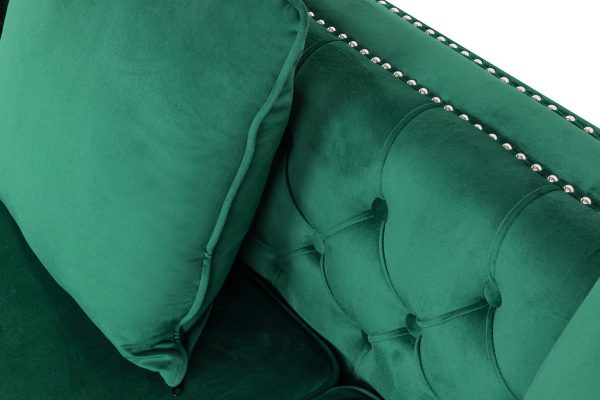 Ryan 109"W Green Velvet Reversible Sectional Sofa Chaise with Nail-Head Trim - Image 5