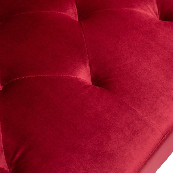 Piper 113"W Jujube Red Velvet Sofa Bed with Ottoman and 2 Accent Pillows - Image 8