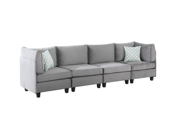 Zelmira 120"W Gray Velvet 4Pc Sofa - Image 2