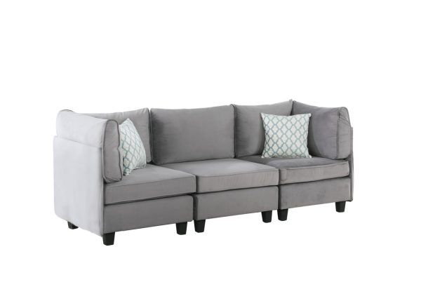 Zelmira 120"W Gray Velvet 4Pc Sofa - Image 3