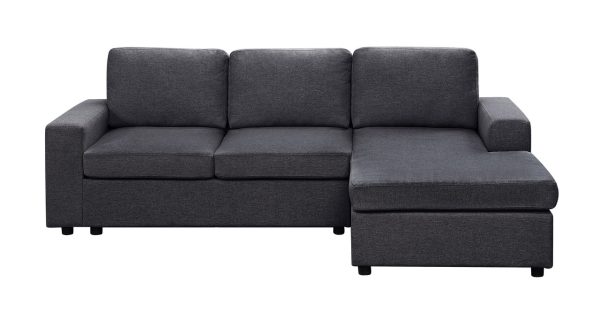 Aurelle 94.5"W Sofa with Reversible Chaise in Dark Gray Linen - Image 2