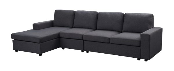 Bailey 120.5"W Sofa with Reversible Chaise in Dark Gray Linen
