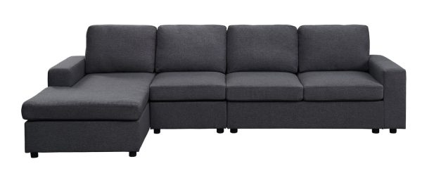 Bailey 120.5"W Sofa with Reversible Chaise in Dark Gray Linen - Image 3