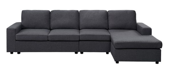 Bailey 120.5"W Sofa with Reversible Chaise in Dark Gray Linen - Image 2