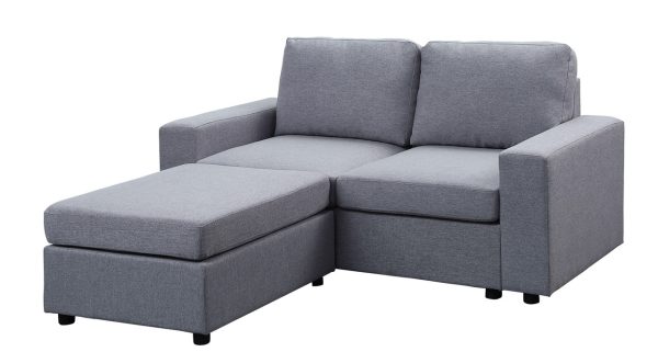 Aurelle 94.5"W Light Gray Linen Reversible Sectional Sofa Chaise