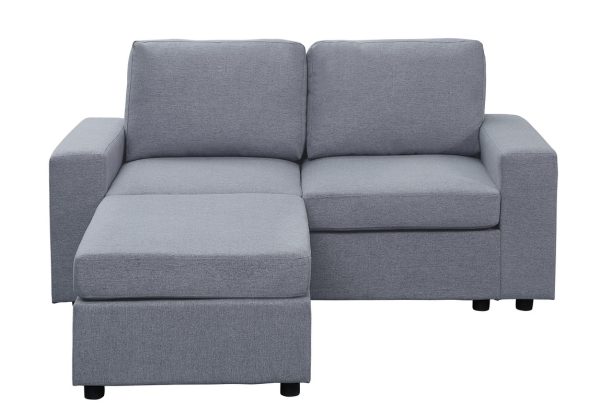 Shiloh 69"W Light Gray Linen Reversible Loveseat Chaise - Image 2