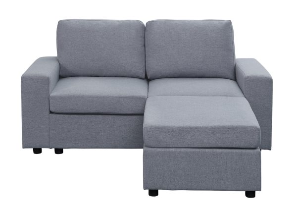 Shiloh 69"W Light Gray Linen Reversible Loveseat Chaise - Image 3