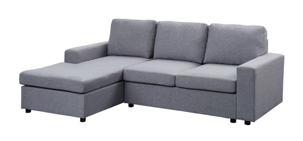 Aurelle 94.5"W Light Gray Linen Reversible Sectional Sofa Chaise - Image 2