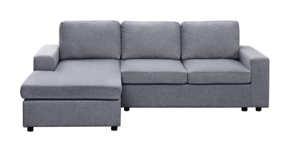 Aurelle 94.5"W Light Gray Linen Reversible Sectional Sofa Chaise - Image 5