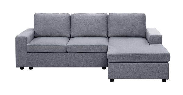 Aurelle 94.5"W Light Gray Linen Reversible Sectional Sofa Chaise - Image 6