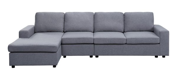 Bailey 120.5"W Light Gray Linen Reversible Modular Sectional Sofa Chaise - Image 3