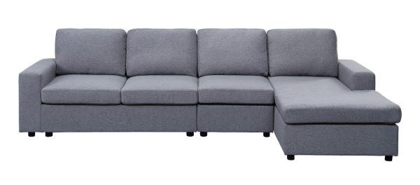 Bailey 120.5"W Light Gray Linen Reversible Modular Sectional Sofa Chaise - Image 2