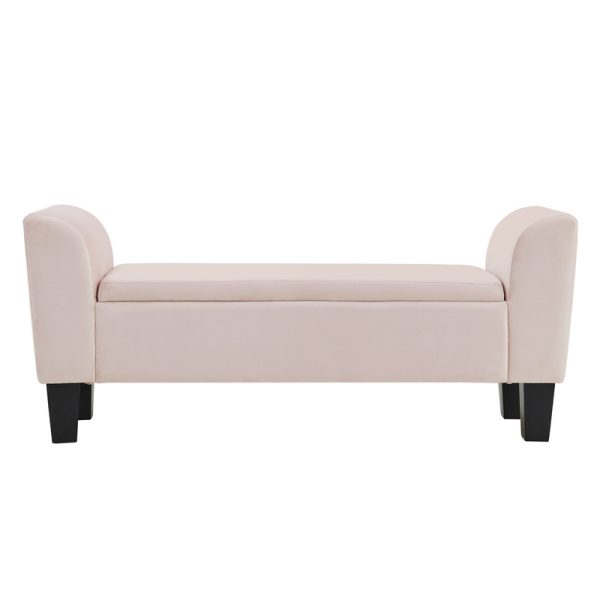 Mila 55"W Pink Velvet Ottoman Bench with Storage - Image 2