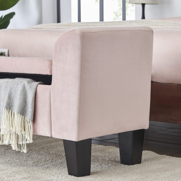 Mila 55"W Pink Velvet Ottoman Bench with Storage - Image 3
