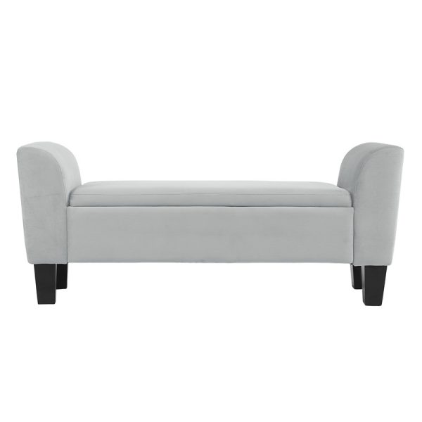 Mila 55"W Gray Velvet Ottoman Bench with Storage - Image 2